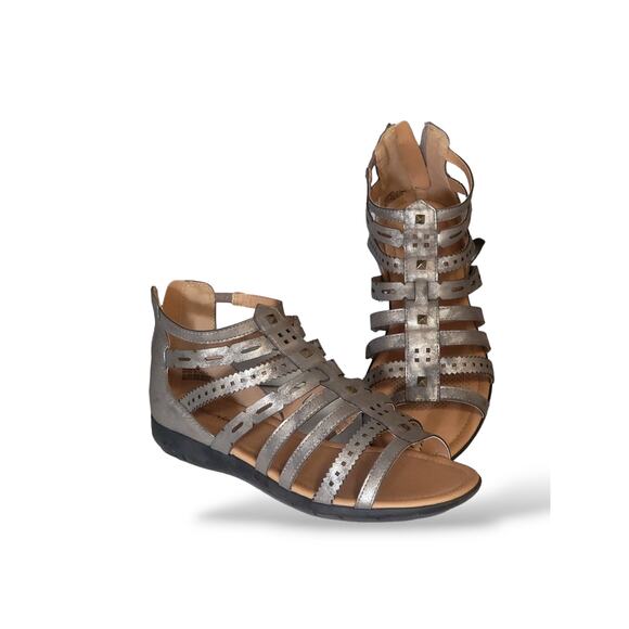 NIB Comfortview Gladiator Metallic Sandals Zip Closure 9.5WW - Picture 1 of 7